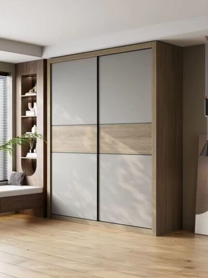 Wardrobe cabinet 908-3 Gray+Wooden