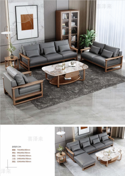 Wooden Sofa set S12- Ash wood Series